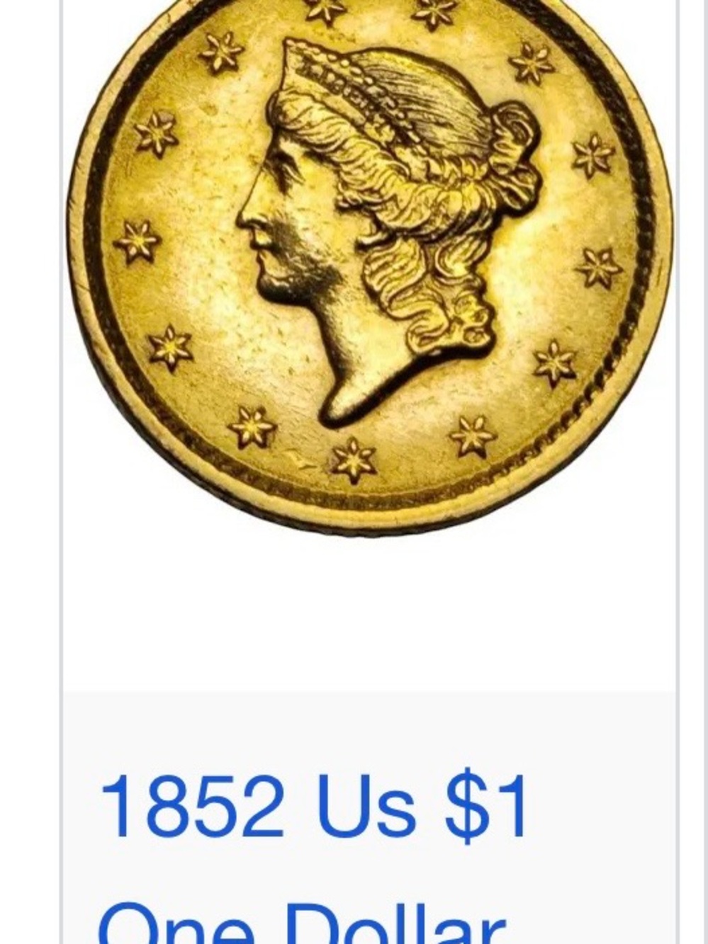 1852 Gold One Dollar Ring - Picture 6 of 6